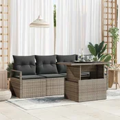 Sjedeća garnitura za vrt 5 kom. Siva poliratan 187,5 x 132,5 x 69 cm