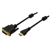 KABEL HDMI/DVI Digital (18+1) M/M  5,0m LogiLink pozlaeeni kontakti in feritno jedro
