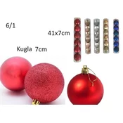 Novogodišnje kugle 6/1 7cm više boja ( 392003 )