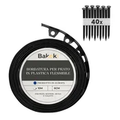 Fleksibilna obroba za trato (10 m | 40 talnih sider | višina 6 cm) črna plastika, odporna na vremenske vplive, obroba za gredice - rob košnje
