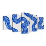 5-delna slika modre valovite linije - 150x75