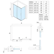 ALTIS Pravokotni zaslon 1400x1000mm L/R varianta - 140x100 cm - Polysan - ALTIS - 24 - Pravokotne tuš kabine - 1400 - 2000 - 1000 - 8 - 14