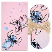 Disney Stitch Angel DISNEY HITRO SUŠEČA se brisača za plažo, otroška kopalna brisača, roza 70x140 cm OEKO-TEX