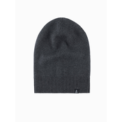 Ombre Zimowa męska czapka beanie z bawełnianej dzianiny – grafitowy melanż