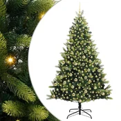 Vidaxl Umjetno hinged božično drevo 300 LED Zelena 210 cm PVC in PE