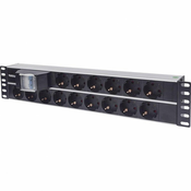 Intellinet 19 2U Rackmount 15-Way Power Strip - German Type, With Double Air Switch, 3 m (10 ft.) Power Cord (714051)