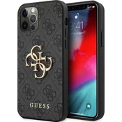 Guess PU 4G zadnji pokrov z logotipom za iPhone 12 Pro Max siv