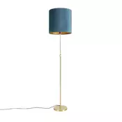 Stoječa svetilka zlata/bronasta z modrim žametnim odtenkom 40/40 cm - Parte