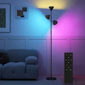 HOMCOM Talna svetilka s 3 neodvisno nastavljivimi glavami, daljinski upravljač in časovnik, LED luster v jeklu in plastiki, O25x170 cm, črna