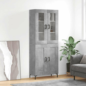 Greatstore Visoka komoda betonsko siva 69,5x34x180 cm inženirski les