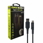 MaxMobile data kabel USB 2.0 Type C UDC3028 KEVLAR QC 3A 1m: crni