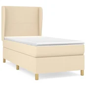 Vidaxl Box spring postelja z vzmetnico krem 80x200 cm blago