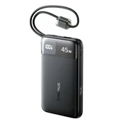 Baseus EnerFill FC11 power bank za brzo punjenje, 10.000 mAh, 45 W, s 2 integrirana USB Type-C kabela, crna