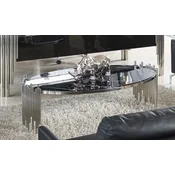 Casa Padrino luxury coffee table with faux marble table top black/silver 140 cm - Luxury furniture