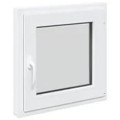 Vidaxl Okno za klet RISOR 50 x 50 cm PVC in steklo Bela