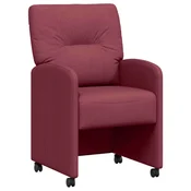 Vidaxl Jedilni stoli s kolesi 2 szt. vinsko rdeča 57 x 67 x 95 cm blago