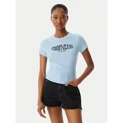 Tommy Jeans Majica Wavy Flag DW0DW22272 Svetlo modra Slim Fit