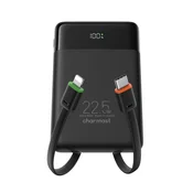 Charmast Powerbank Charmast W1202 PD3.0 3A 22,5 W 10.000 mAh z vgrajenimi kabli USB-C/Lightning, črn