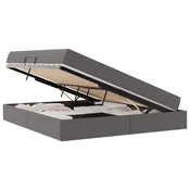 Krevet s madracem i skladištem s madracem 2 pcs Siva Koža