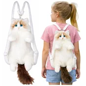 shumee Plišasti mačji nahrbtnik maskota z nastavljivimi trakovi in silikonskimi šapami, beli 50 cm