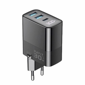 slomart Havit UCLE001 EU USB-C in USB-A polnilec, 30 W, črna, zaščita pred prenapolnjenjem in pregrevanjem