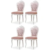 Casa Padrino luxury baroque dining chair set of 4 with elegant pattern pink/white - Baroque style kitchen chairs - Magnificent luxury dining room furniture in baroque style