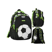 Starpak trikomorni okrepljen šolski nahrbtnik za dečka z odsevniki - nogometna žoga (40x29x20cm, 23l), črn-zelen