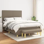 Greatstore Box spring postelja z vzmetnico taupe 140x200 cm blago