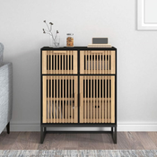 Greatstore Komoda črna 60x30x75 cm inženirski les