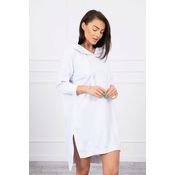 Dress with a hood and a long back white