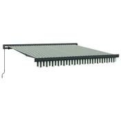Vidaxl Vlečna tenda Zelena in Bela 350 x 250 cm Platno in aluminij