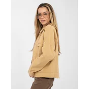 Ženska jeans jakna v kamel barvi