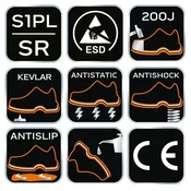 Zaštitne cipele plitke S1PL SR ESD vel. 40 crne Neo