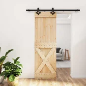 vidaXL Drsna vrata Naravna in črna 70 x 210 cm Masiven borov les