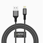 Kabel polnilni ASPOR za iPhone - 3.1A, dolžina 1 m, črna