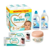 Pampers Pelene Premium Care 3, Monthly, 6-10 kg, 216/1, Chicco sta za prajne veša Sensitive, Pavloviceva mast, Pampers Vlažne maramice Aqua Soft Touch