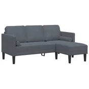 vidaXL vidaXL Temno siva Tkanina in les Velik Sedeži več 3-sedežna kavč, (22054597)