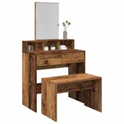 Vidaxl toaletni stolček Old Wood 70x35x45 cm inženirski les