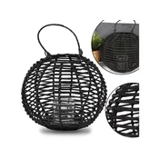 sarcia.eu Črni pleteni vrtni lampion z steklenim vložkom 35x27 cm
