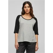 Womens 3/4 contrast raglan T-shirt grey/bl