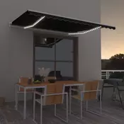 Tenda na rucno uvlacenje s LED svjetlima 450 x 300 cm antracit