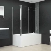 Vidaxl Tuš stena za kopalno kad 120x69x130 cm kaljeno steklo prozorna