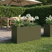 Vidaxl Vrtni lonček Olivno zelena 100 x 30 x 50 cm Mlinjeni jeklo