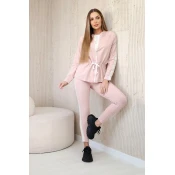 Kesi Womens cotton set with stripe and welts powder pink