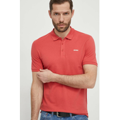 Pamučna polo majica HUGO boja: crvena, bez uzorka