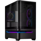 ASUS Prime AP202 ARGB TG mATX računalniško ohišje, kaljeno steklo, trije 120mm ARGB ventilatorji, črno - 90DC00P0-B19000