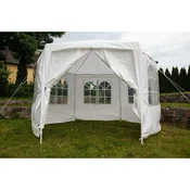 Saska Garden šesterokotna vrtna paviljon 378 × 330 × 260 cm s bočnimi stranicami – bela