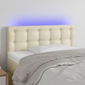 Vidaxl vidaXL LED vzglavje postelje kremne barve 90x5x78/88 cm umetno usnje