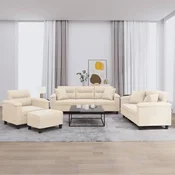 4-dijelni set sofa s jastucima bež od mikrovlakana