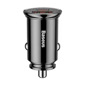 BASEUS Pametni auto punjac s USB i USB-C QC PD prikljuccima, crni